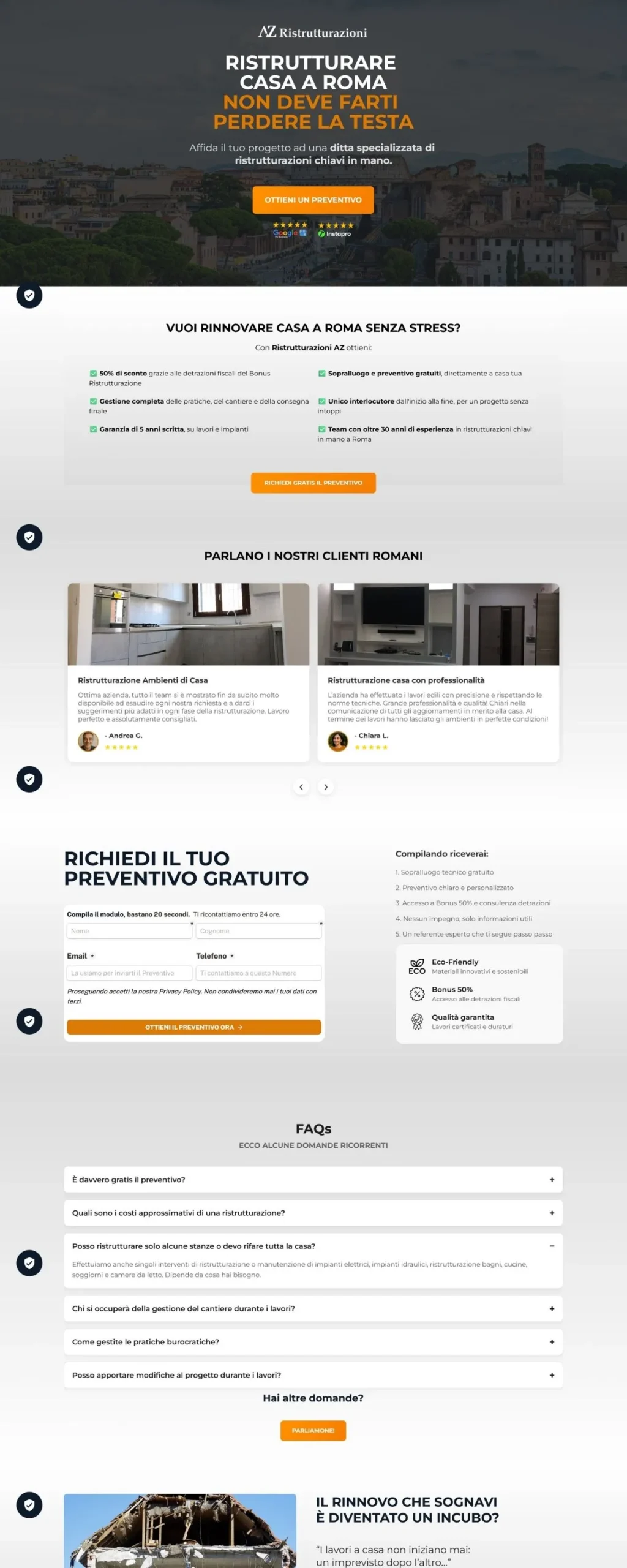 Landing Page Intelligente Ristrutturazioni AZ Roma